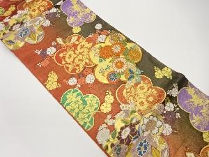梅に花々・蝶模様織出し袋帯